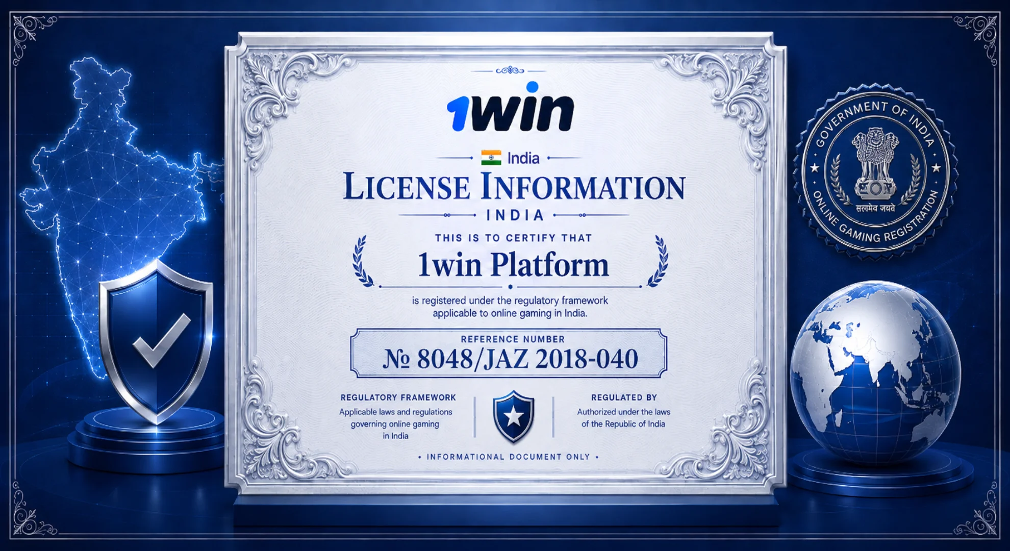 1win license India information and legal status guide