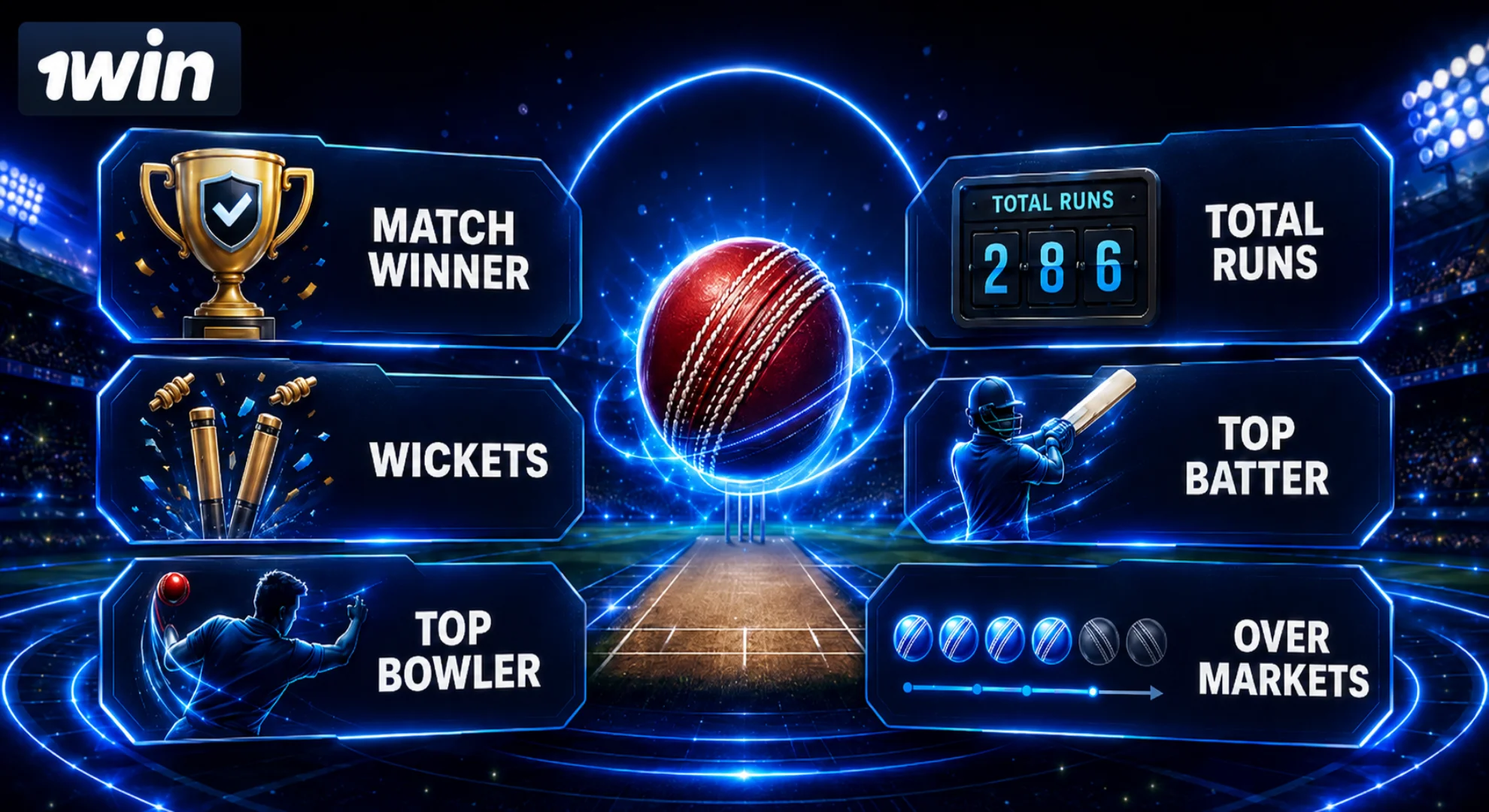 Popular cricket betting markets including match winner runs wickets and top player